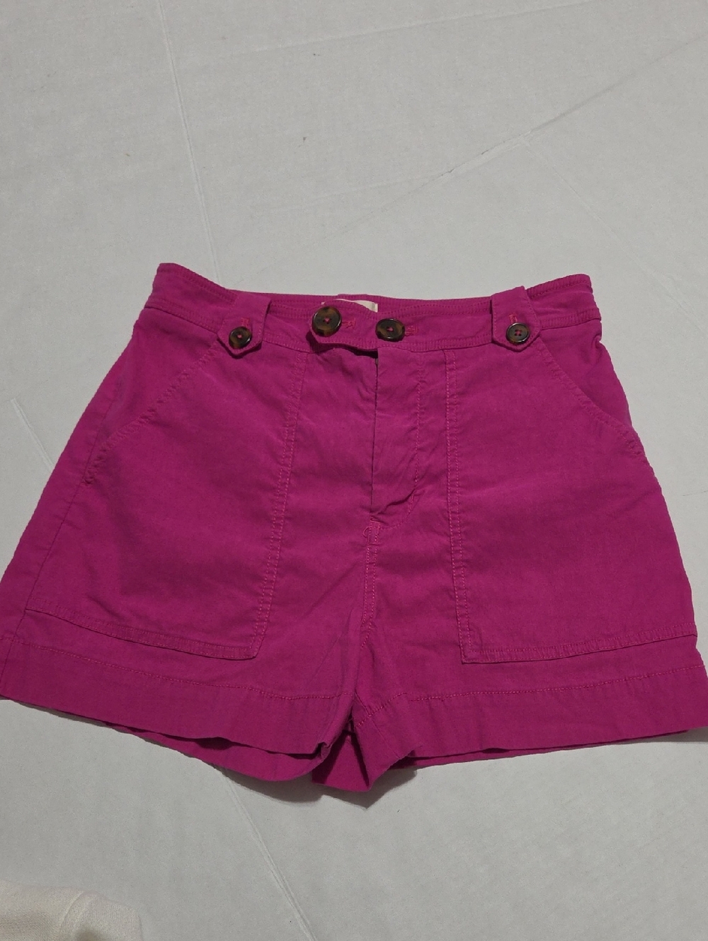 Maeve High-Waist Magenta Shorts with Button Waistband Anthropologie